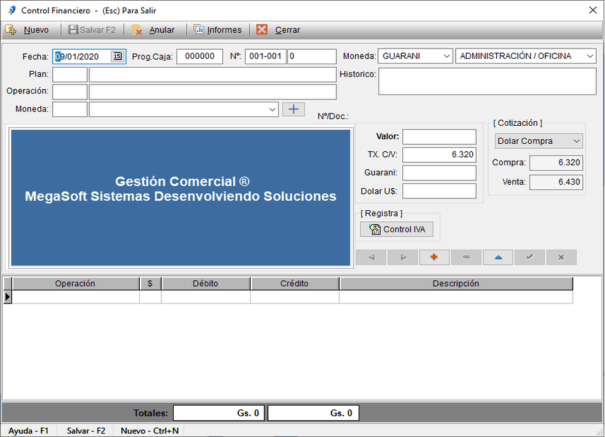 Control financiero MegaSoft